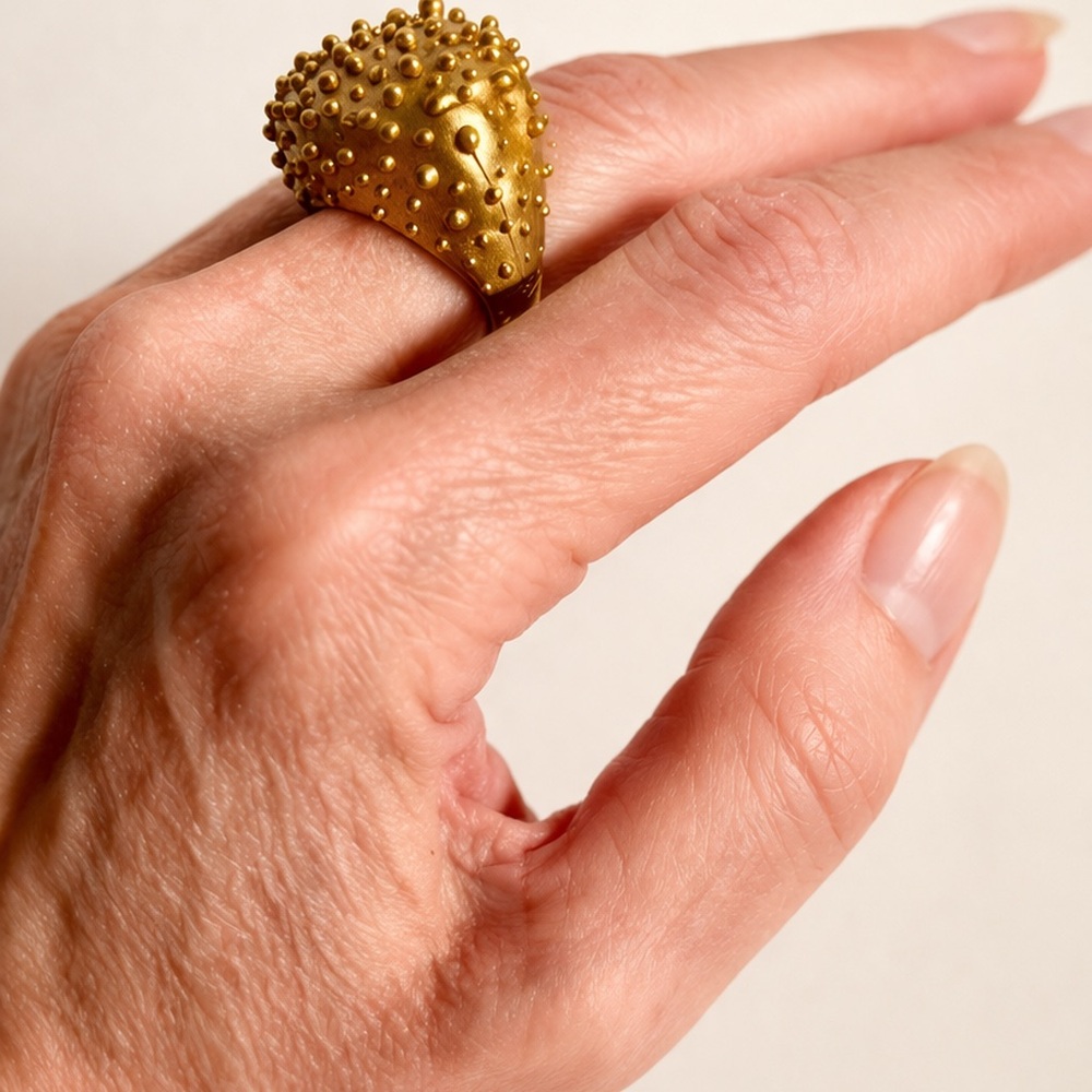 ✨ Textural ‘sea urchin’ chunky handmade ring/matte dusty gold finish✨